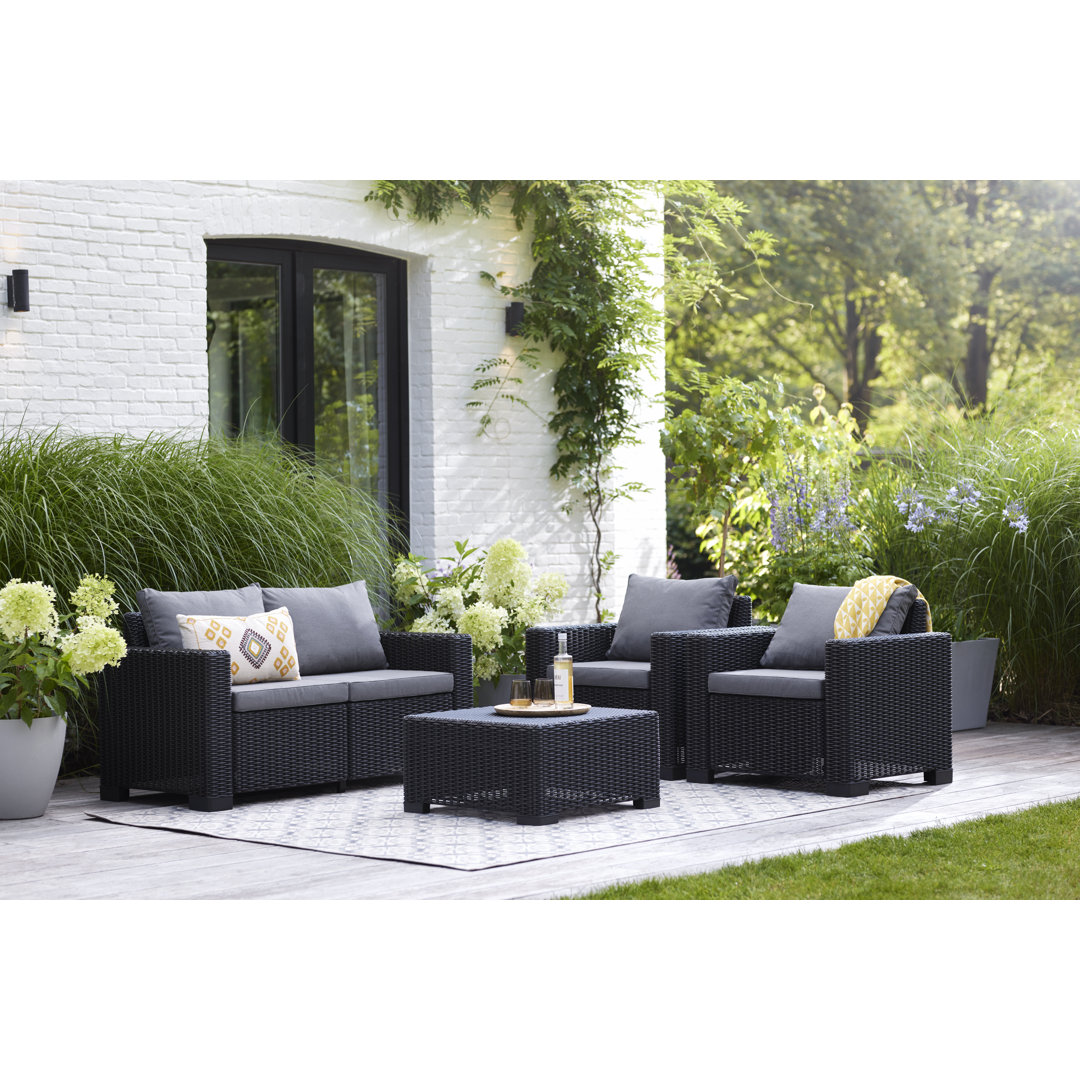 Keter California 4 Seater Outdoor Garden Furniture Lounge set Black;Grey 4